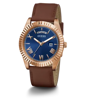ECO-FRIENDLY BROWN LEATHER RECYCLED ULTRA SUEDE STRAP WATCH