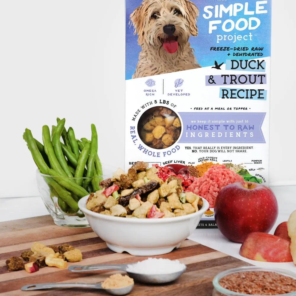 The Simple Food Project Synthetic Free Freeze Dried Dog Food, Duck & Trout Recipe