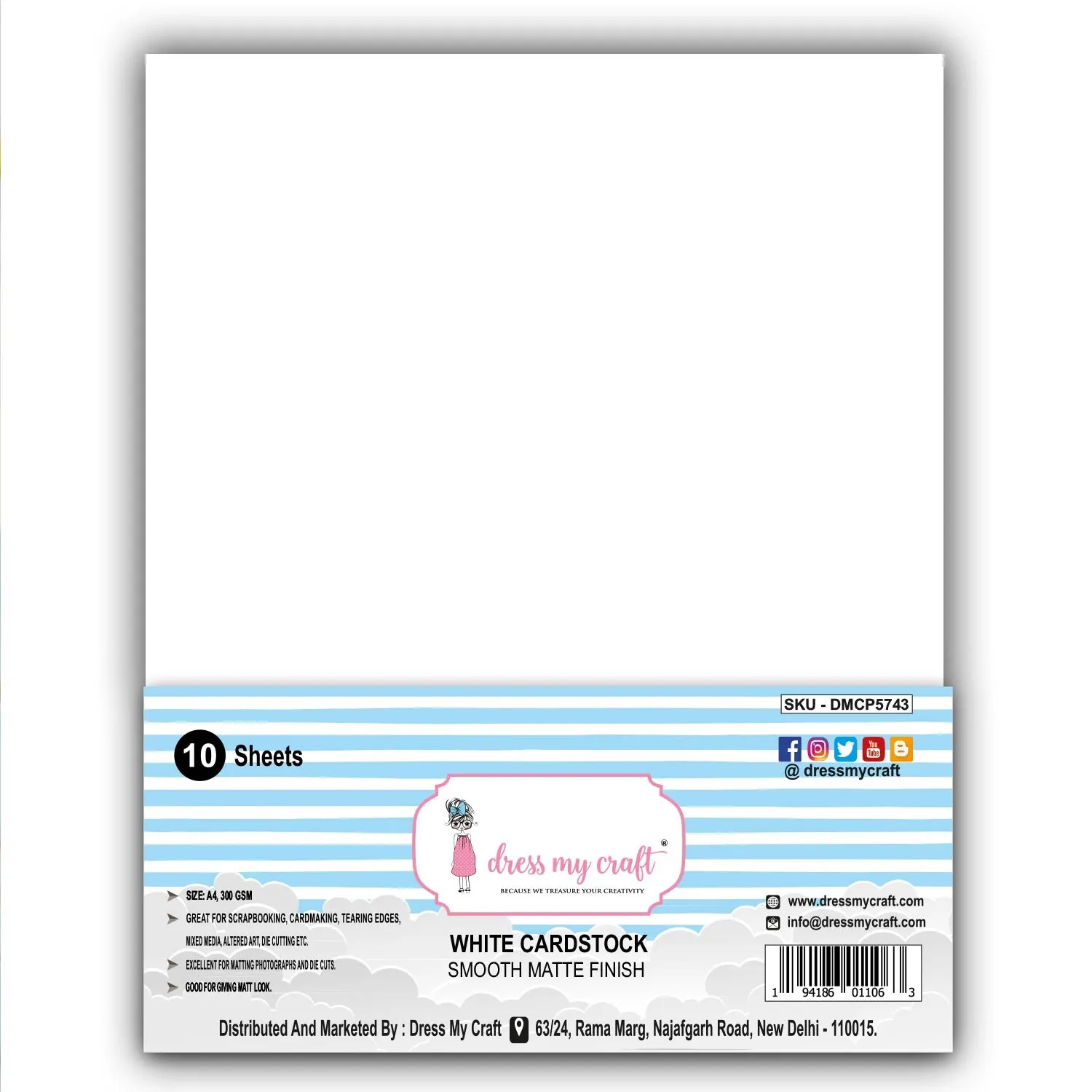 White Cardstock - Smooth Matte Finish - A4 - 300 GSM